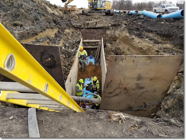 Trench packing and cathodic protection testing on the section of pipe between Adrian and Worthington.