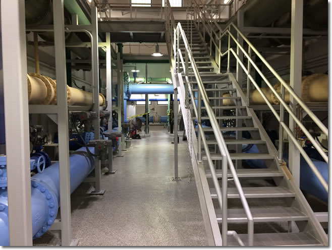 Shoreview water treatment plant pipes