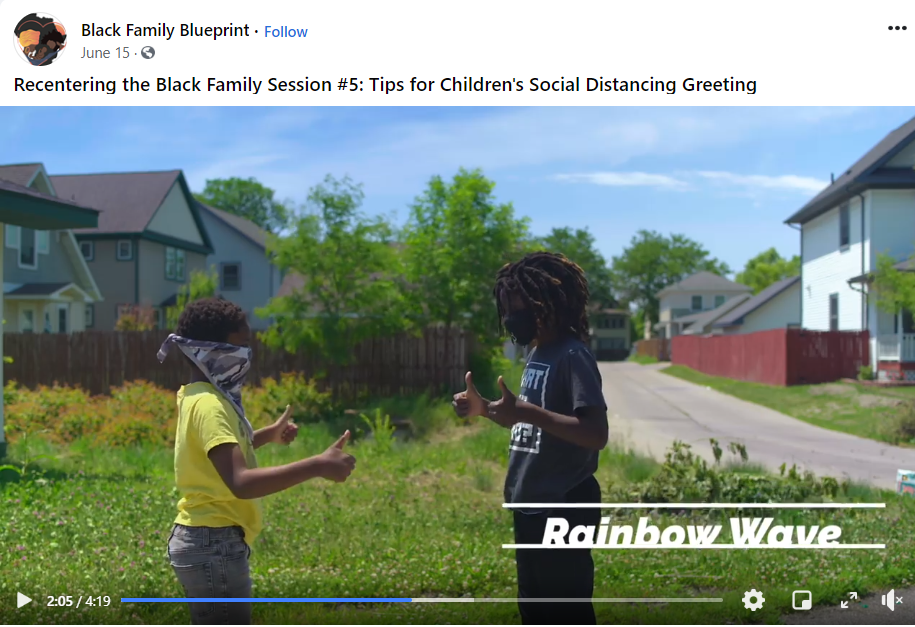 African American kids greet each other from a social distance