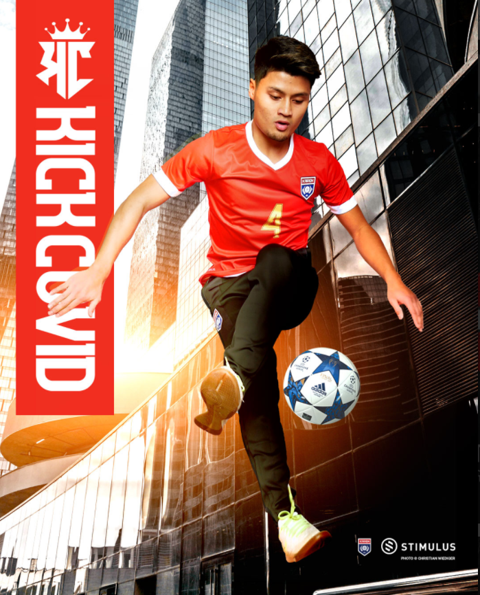 kick COVID soccer poster
