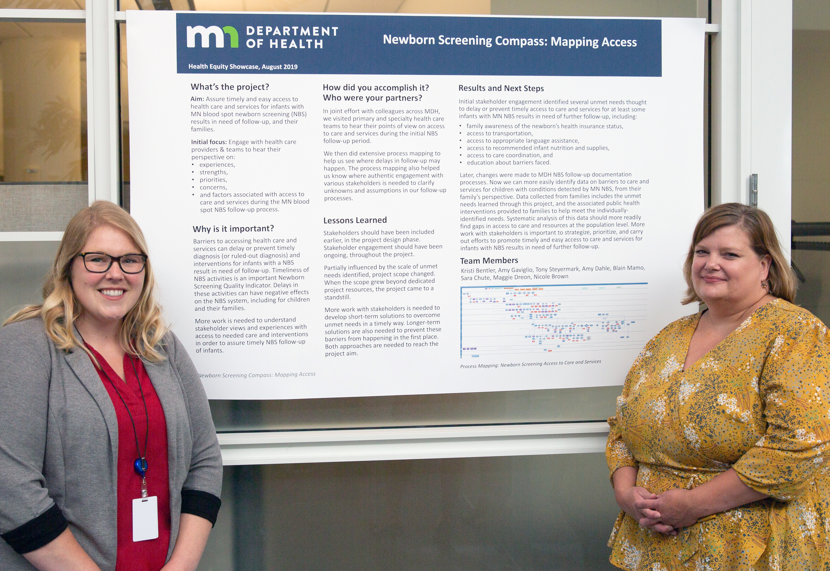 Photo of project leads with poster - newborn screening project