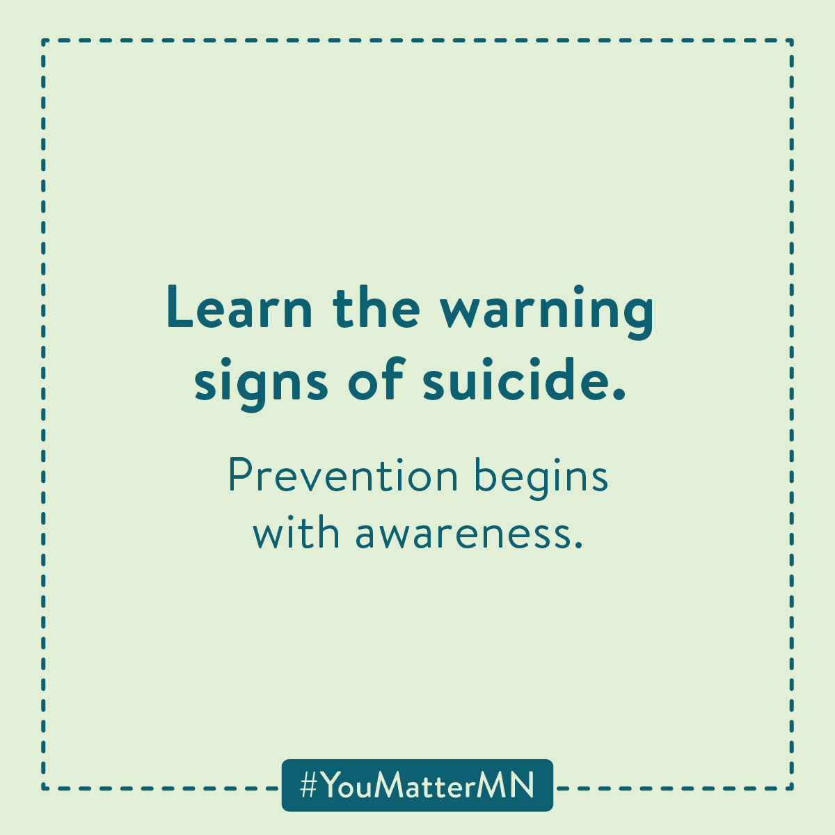 Caption about learning the warning signs of suicide