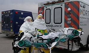Emergency staff with ambulance