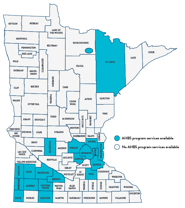 counties map of AHBS services