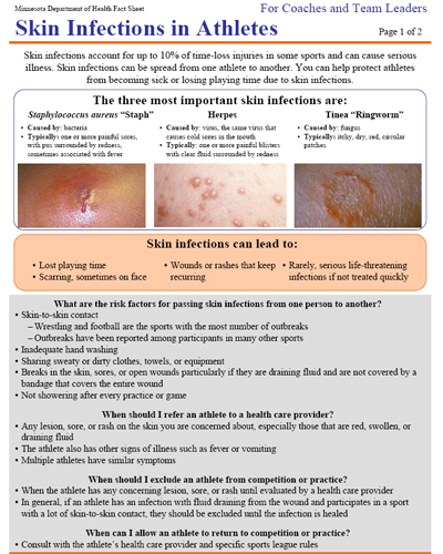 Skin Infections: Information for Coaches and Team Leaders - MN Dept. of ...