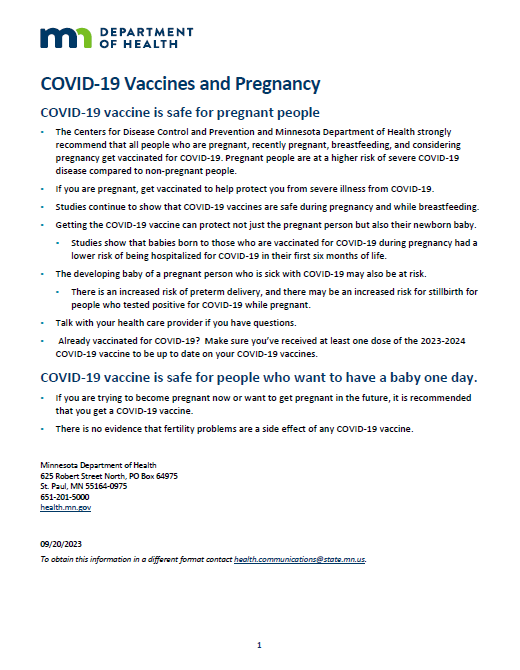 COVID-19 vaccines and pregnancy fact sheet