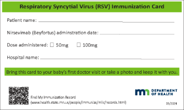 RSV immunization card for patients