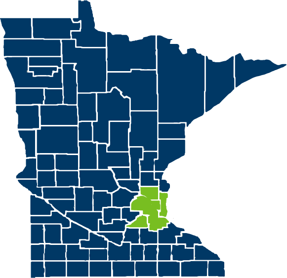 Map of Minnesota counties in Select ACO Network service area