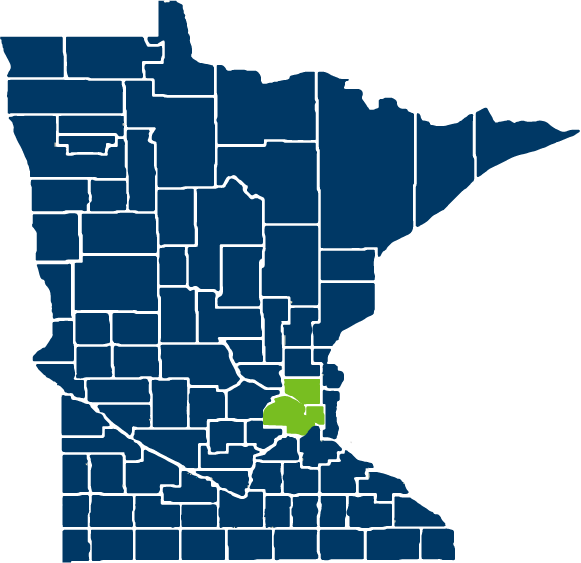 Map of Minnesota counties in Clear Value Network service area